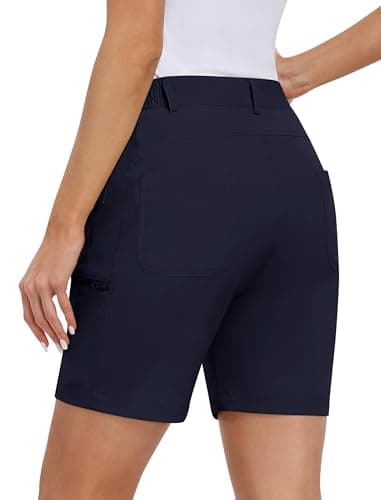 MoFiz Women's Golf Shorts 7" Quick Dry Hiking Shorts Lightweight Bermuda Shorts with Pockets for Summer Travel Women