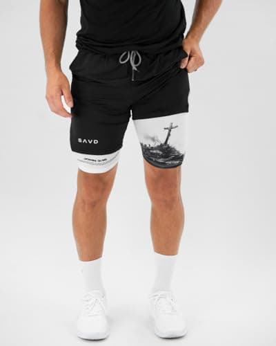 Christian Performance Shorts - Men's Gym & Sport Shorts with Pockets & Compression Liner, Bible Verse Activewear for Fit