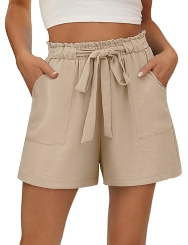 KISSMODA Women's Summer Shorts with Pockets Lightweight High-Waisted Adjustable Tie Knot Loose Casual Short
| KISSMODA