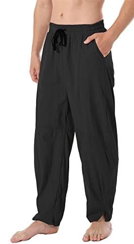 Perdontoo Men's Linen Cotton Loose Fit Casual Lightweight Elastic Waist Summer Beach Pants
| Men's Linen Cotton Loose F