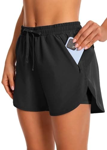 Hooxum Women's Running Athletic Shorts: 2 in 1 High Waisted Workout Gym Shorts with Mesh Liner and Zipper Pockets  
Hoox