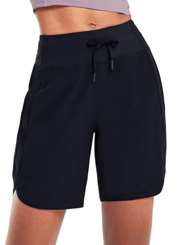 Baleaf Women's Quick Dry Athletic Long Running Shorts for Workout and Gym
| Baleaf Women's High Waisted Zipper Pocket L