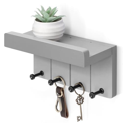 Rebee Vision Modern White Small Key Holder Wall Mount - Aesthetic Apartment Essentials for Farmhouse Living Room - Ideal