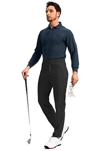 Pudolla Men's Stretch Golf Pants with Zipper Pockets Slim Fit Casual Joggers
| Pudolla Men's Golf Sweatpants Zipper Poc