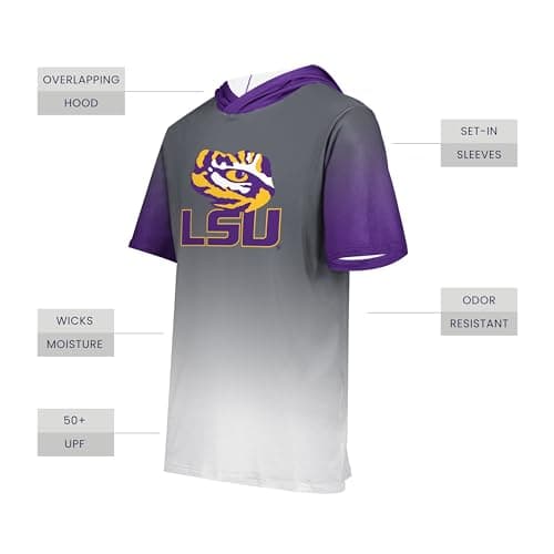 Holloway Men's NCAA Collegiate Short Sleeve Gradient Cotton-Touch Hoodie Official Team Apparel Game Day Comfort
