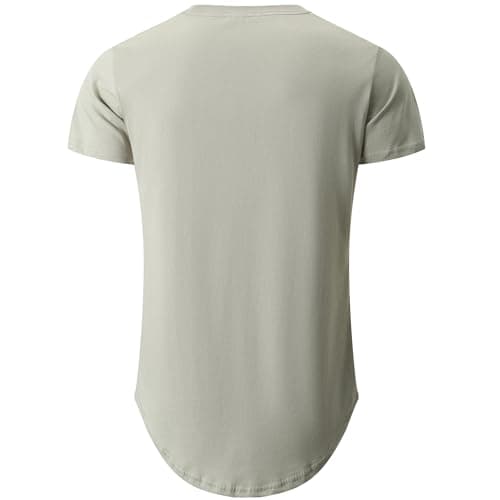KLAIGOU Mens 100 Cotton Pre-Shrunk Hipster T-Shirt S-4XL Longline Crewneck Hip Hop