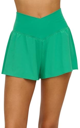 Reflex 90 Degree Crossover Waist Flowy Short for Women with Built-in Shorts Summer