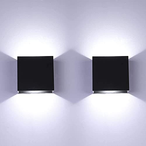Lightess 10W Hardwired LED Wall Sconce Set of 2 for Living Room & Bedroom Warm White Mini Metal Down Up Lights Black Dec