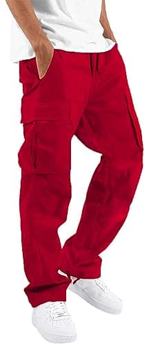 HUNGSON Mens Drawstring Casual Hiking Sweatpants for Men
| HUNGSON Mens Cotton Loose Straight Joggers Athletic Trousers