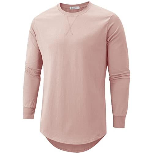 KLAIGOU Mens 100 Cotton Pre-Shrunk Hipster T-Shirt S-4XL Longline Crewneck Hip Hop