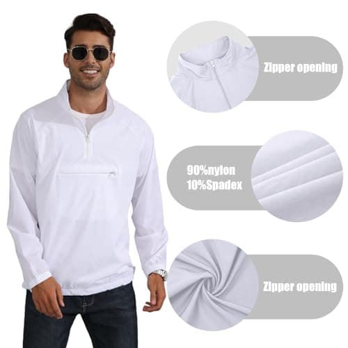 Men's Lightweight Quarter Zip Windbreaker Jacket for Golf, Hiking, and Running
| SEGANUP Men's Lightweight Quarter Zip