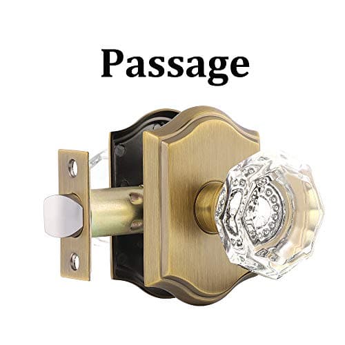 Gobrico Heavy Duty Crystal Glass Door Knobs 6 Pack for Interior Room Keyless Snowflake Handle Antique Brass Finish
| Go