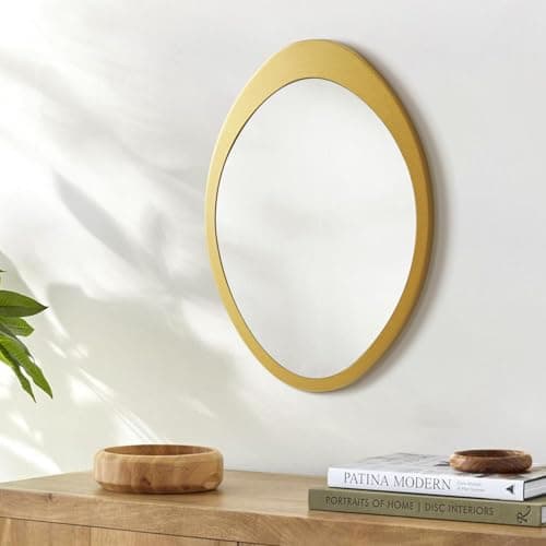 Gold Wall Mirror Living Room Decor, Elegant 3PCS Asymmetrical Mirrors for Modern Home Office or Bedroom, Stylish Wall Ar