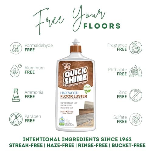 Quick Shine Hardwood Floor Cleaner & Polish - Removes Scratches, Safer Choice, U.S. EPA Certified 2-27oz Bottles  
Quick