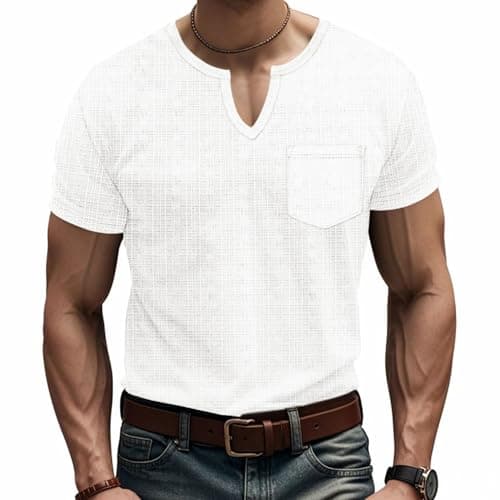 BIDDENANT Men's V-Neck Casual Shirts Short Sleeve Slim Fit Tees for Workout and Everyday Wear
| Stylish Men's V-Neck Ca