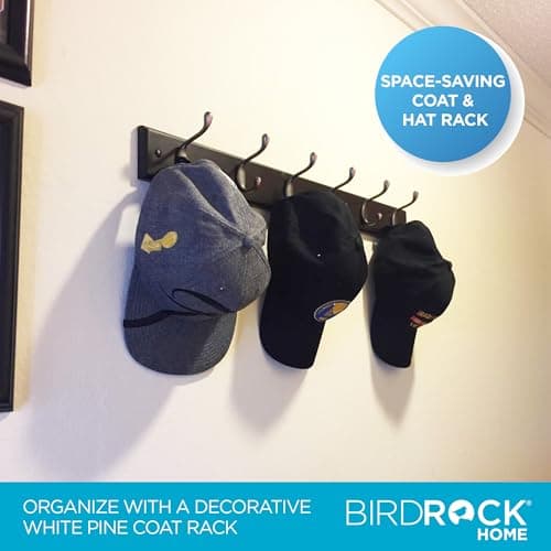 BIRDROCK HOME Dark Brown Hook Coat Rack for Entryway Foyer Hallway - 6 Dual Hanging Hooks 27" Oil Rubbed Bronze