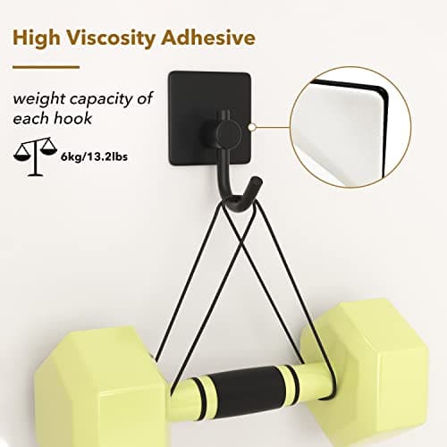 Heavy Duty Self Adhesive Hooks for Bathroom and Kitchen, Stainless Rustproof Coat and Robe Hooks, 6 Pack  
Sticky Black