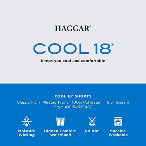 Haggar Men's Cool 18 Classic Fit Pleat Front Expandable Waistband Shorts for Men
| Haggar Men's Cool 18 Regular and Big