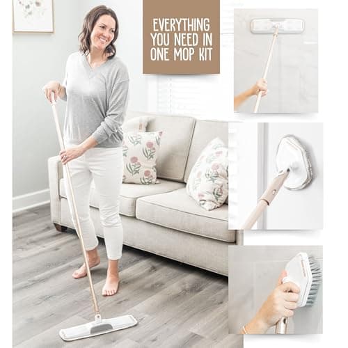 Quick Shine Ultimate Gold All-in-One 11 Pc Clean & Polish Mop Kit | No Batteries Needed | For All Floors Pro Cleaning