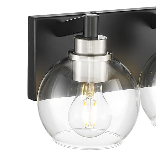 Modern 3-Light Matte Black Bathroom Vanity Light for Kitchen and Bedroom
| Clear Glass Globe Shade Wall Sconces for Bat