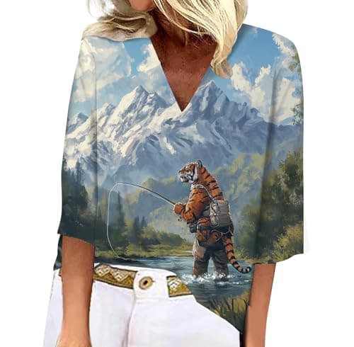 Women's Animal Leopard Print 3/4 Sleeve V Neck Summer Floral Boho Trendy Tops
| Women's Leopard Print 3/4 Sleeve V Neck