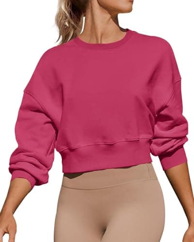 Joywayco Women's Long Sleeve Round Neck Cropped Sweatshirts for Casual Wear with Comfortable Loose Fit
| Joywayco Women