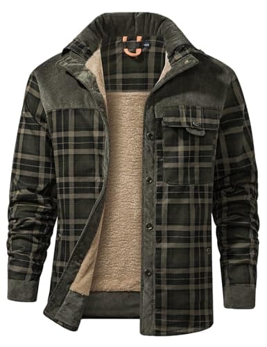 Gihuo Men's Long Sleeve Sherpa Lined Warm Flannel Plaid Jacket for Outdoor Activities
| Gihuo Men's Button Down Fleece