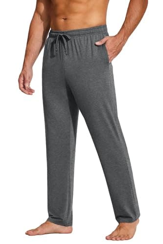 COOFANDY Men's Lightweight Open Bottom Yoga Sweatpants with Pockets Casual Drawstring Lounge Pants