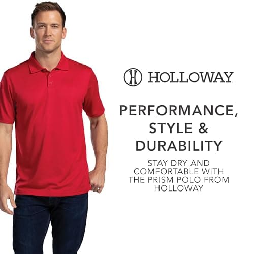 Holloway Men's Prism Polo + Technical Fabric + Active Men + Outdoor Activities + Quick Dry + Medium Fit + 100% Polyester