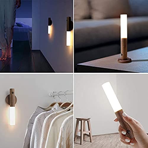 Motion Sensor Wall Lights Wood Battery Operated Sconce Light for Indoor Warm White 3000K
| Wireless Wood Sconce Light M