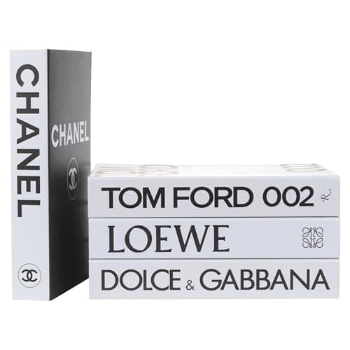 Luxe Large 4 PCS Decorative Books for Home Decor Aesthetic Shelf & Bookshelf Decor for Living Room, Bedroom, or Office F