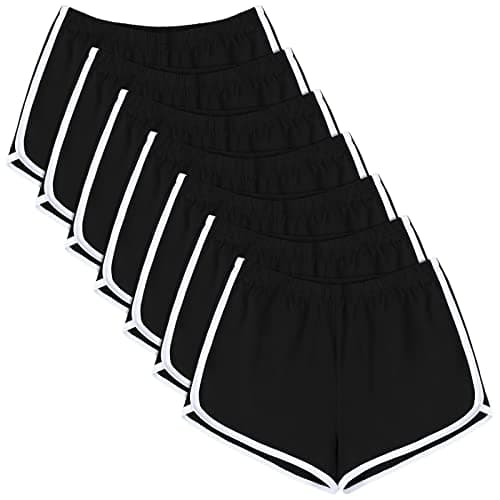 URATOT 7 Pack Cotton Shorts for Women: Athletic Gym and Yoga Shorts with Dolphin Booty Design