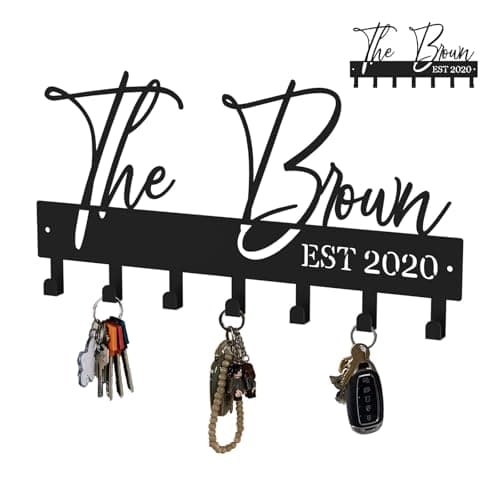 Exquisite Fashion Phrase Key Holder Wall Mount for Wall Decoration Office Living Room Black Metal Key Hanger with 7 Kook