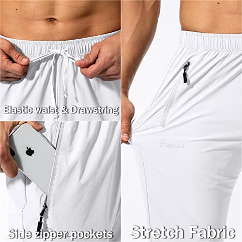 Pudolla Men's Elastic Waist Workout Jogging Pants for Fitness Enthusiasts with Zipper Pockets
| Pudolla Men's Athletic