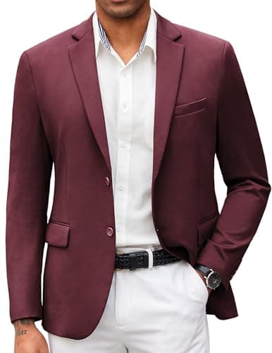 COOFANDY Men's Lightweight Knit Suit Jacket Casual Slim Fit Blazer
| COOFANDY Mens Casual Two Button Suit Blazer Lightw