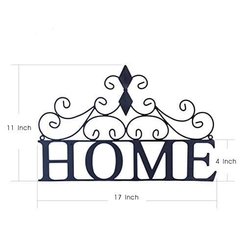 Yamfurvo Scrolled Home Word Wall Decor Black for Bedroom Living Room Dining Room Metal Wall Mounted Plaque Door Art Sign