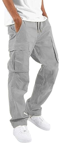 HUNGSON Mens Drawstring Casual Hiking Sweatpants for Men
| HUNGSON Mens Cotton Loose Straight Joggers Athletic Trousers
