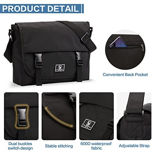 OIWAS 14 Inch Messenger Bag - Satchel Laptop Crossbody Briefcase for Men and Women