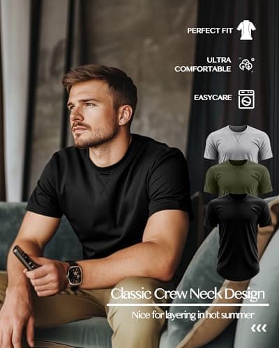 Neer 3 Pack Men's Big and Tall Cotton Short Sleeve T-Shirts Plus Size Tee Shirt for Hipster Stylists
| Neer 3 Pack Men'