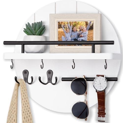 Nekon Black&Gold Rustic Mail Organizer with Shelf and Hooks for Hall Kitchen Entryway
