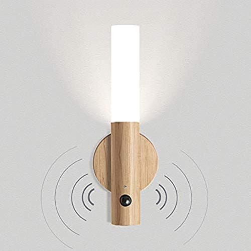 Motion Sensor Wall Lights Wood Battery Operated Sconce Light for Indoor Warm White 3000K
| Wireless Wood Sconce Light M