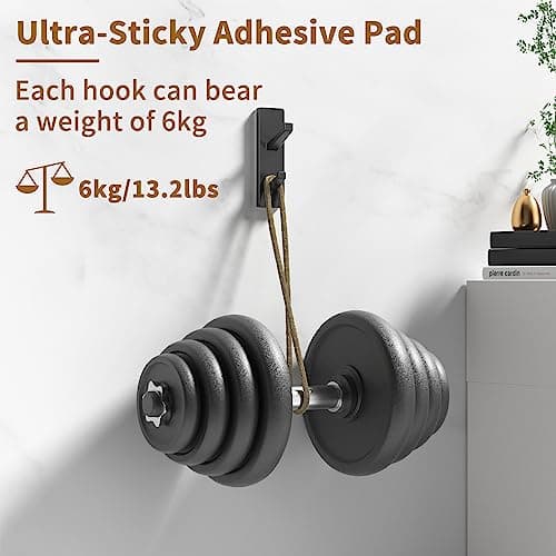 Self-Adhesive Black Metal Wall Hooks - 4 Pack for Bathrooms, Shower, Kitchen & Doors: Hold up to 13 LB
