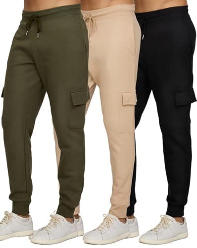 PURE CHAMP Mens Fleece Jogger Sweatpants with Zipper Pocket and Drawstring Size S-3XL for Workout and Everyday Use