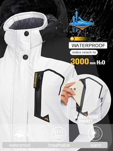 TACVASEN Women's Winter Waterproof Ski Jacket Hooded Fleece Lined Warm Snow Coat for Outdoor Activities
| TACVASEN Wome