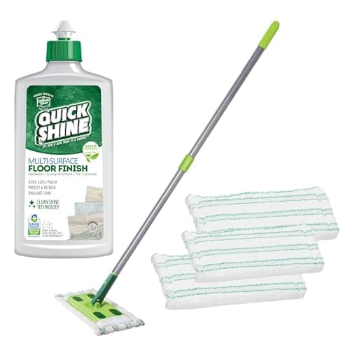 Quick Shine Multi Surface Floor Clean + Polish Mop Kit for Hardwood, Luxury Vinyl Plank, Laminate | Wet + Dry Use | Safe