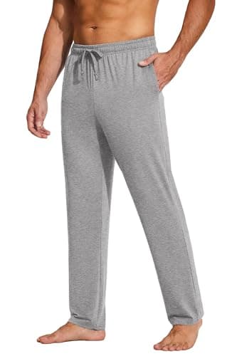 COOFANDY Men's Lightweight Open Bottom Yoga Sweatpants with Pockets Casual Drawstring Lounge Pants