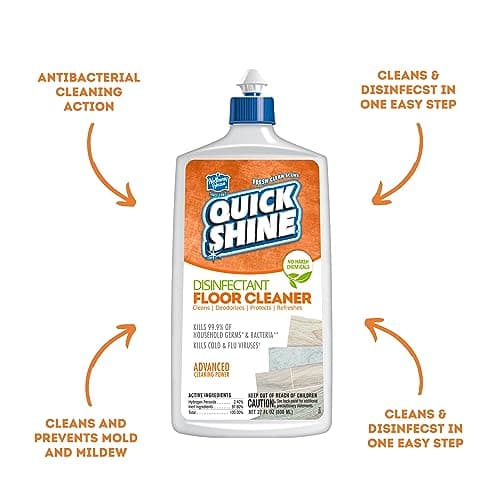 Hospital-Grade Quick Shine 27oz Disinfectant Floor Cleaner | Kills 99.9% Germs & Bacteria | Power of Hydrogen Peroxide