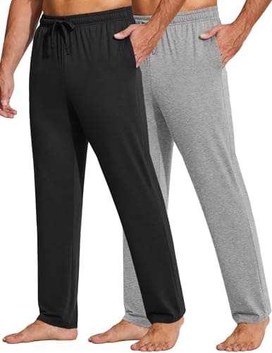 COOFANDY Men's Lightweight Open Bottom Yoga Sweatpants with Pockets Casual Drawstring Lounge Pants