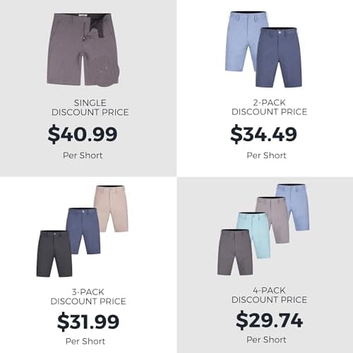 Brickline Mens Hybrid Casual Golf Dress Flat Front Quick Dry Stretch Board Shorts for Men
| Brickline Lightweight Chino