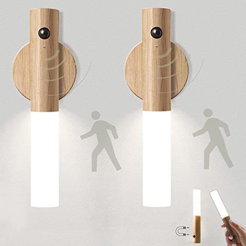 Motion Sensor Wall Lights Wood Battery Operated Sconce Light for Indoor Warm White 3000K
| Wireless Wood Sconce Light M